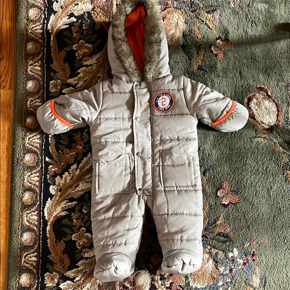 U.S. Polo Assn. Baby Bunting Snowsuit Hood Size 3-6 Months